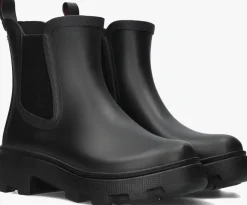zwarte tommy hilfiger regenlaarzen rubber flag cleated rainboot