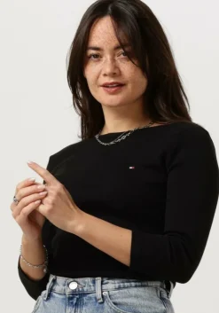 zwarte tommy hilfiger tops & t-shirts new cody slim boat-nk 3/4slv