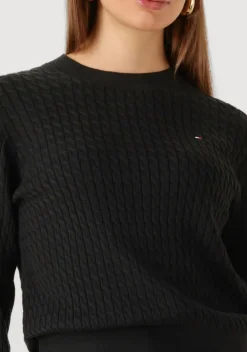 zwarte tommy hilfiger trui co cable fine gg c-nk ls swt