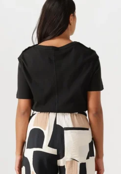 zwarte tommy hilfiger t-shirt reg stripe gold btn c-nk ss