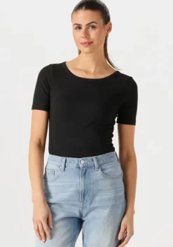 zwarte tommy hilfiger t-shirt slim 5x2 rib c-nk ss