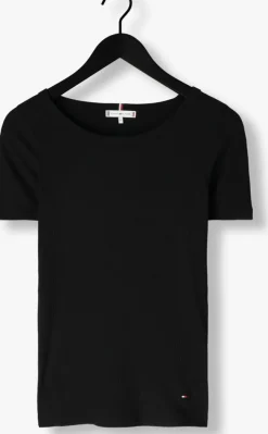 zwarte tommy hilfiger t-shirt slim 5x2 rib c-nk ss