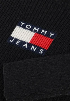 zwarte tommy jeans coltrui tjw melange trtlnck flag sweater