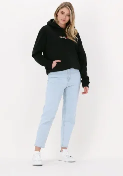 zwarte tommy jeans sweater tjw rlxd linear overlay hoodie