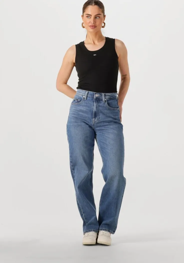 zwarte tommy jeans top tjw essential rib tank ext