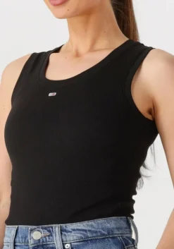 zwarte tommy jeans top tjw essential rib tank ext
