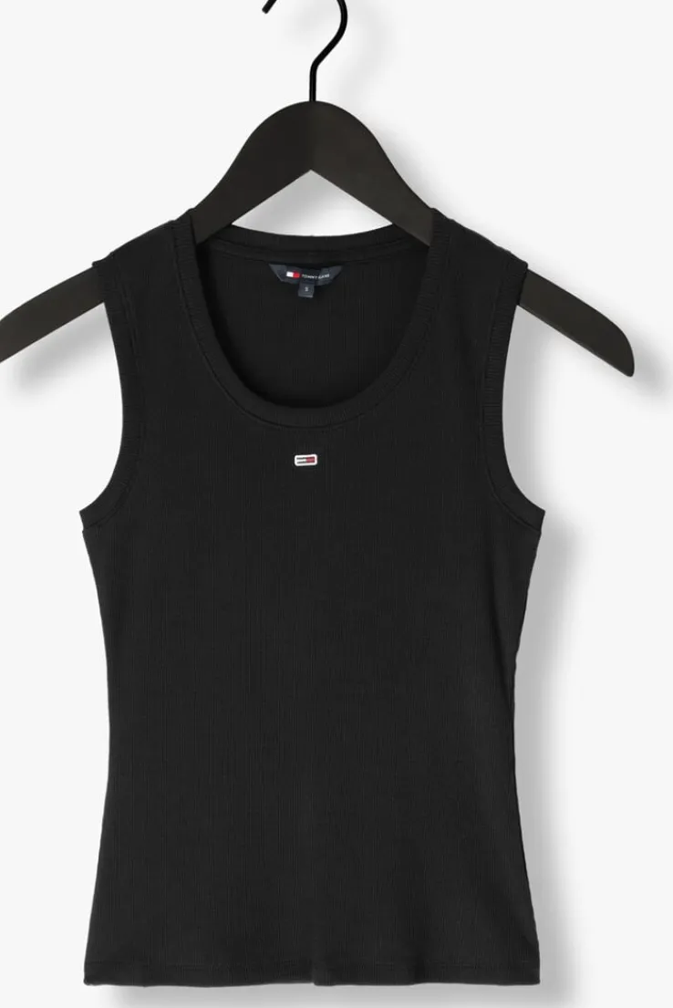 zwarte tommy jeans top tjw essential rib tank ext