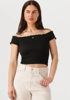 zwarte tommy jeans top tjw crp smock top