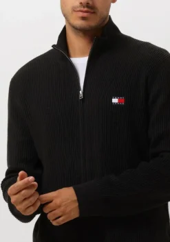 zwarte tommy jeans vest tjm slim xs badge zip thru