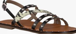 zwarte ton & ton platte sandalen sh709