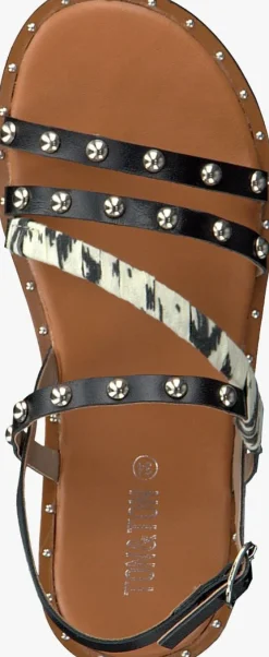 zwarte ton & ton platte sandalen sh709