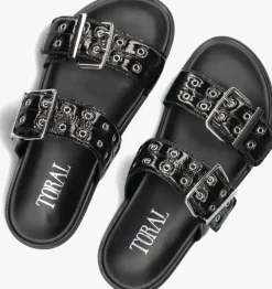 zwarte toral slippers ares