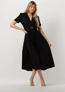 zwarte twinset milano midi jurk woven dress