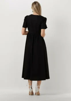 zwarte twinset milano midi jurk woven dress