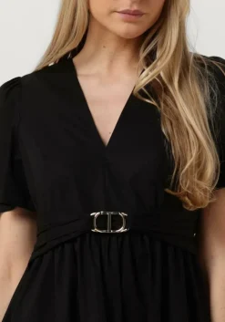 zwarte twinset milano midi jurk woven dress