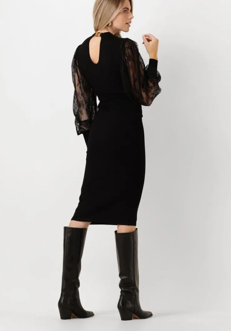 zwarte twinset milano midi jurk 242tt3160
