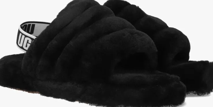 zwarte ugg pantoffels fluff yeah slide