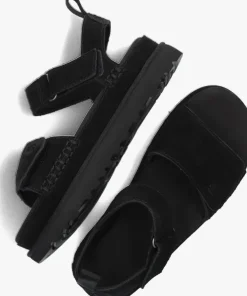 zwarte ugg platte sandalen w goldenstar
