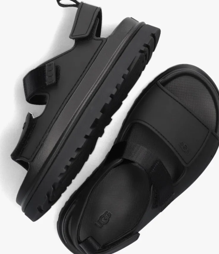 zwarte ugg platte sandalen w goldenglow