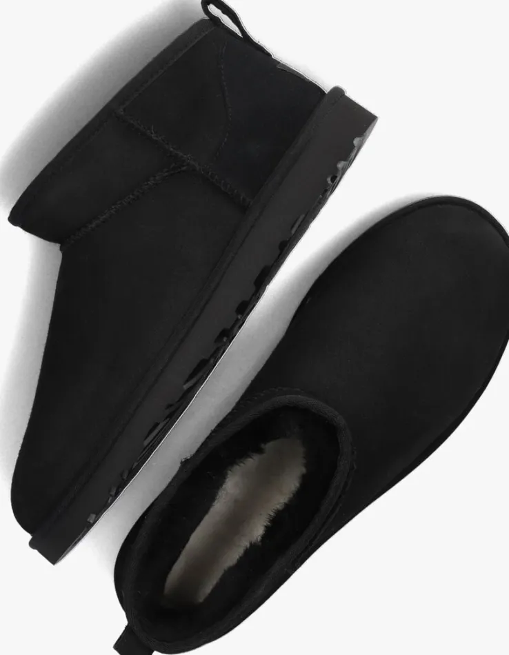 zwarte ugg vachtlaarzen m classic ultra mini