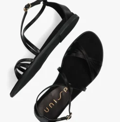 zwarte unisa platte sandalen carcer