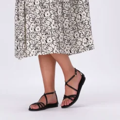 zwarte unisa platte sandalen carcer