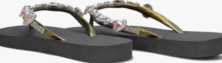 zwarte uzurii teenslippers chrystal marilyn