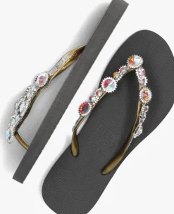 zwarte uzurii teenslippers chrystal marilyn