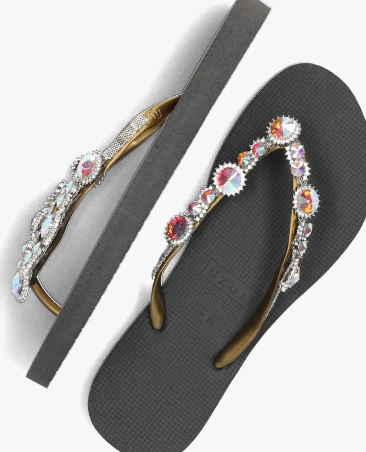 zwarte uzurii teenslippers chrystal marilyn