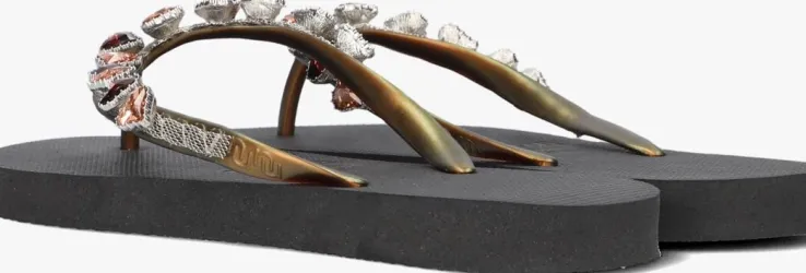 zwarte uzurii teenslippers heart bronze