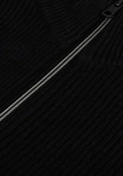zwarte vanguard trui half zip collar cotton mouline