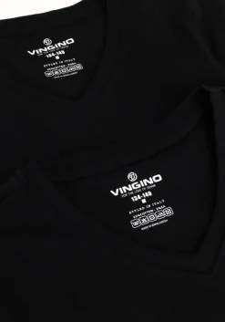 zwarte vingino t-shirt boys t-shirt v-neck (2-pack)