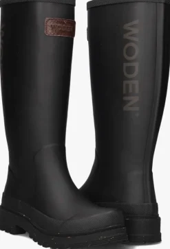 zwarte woden regenlaarzen le waterproof