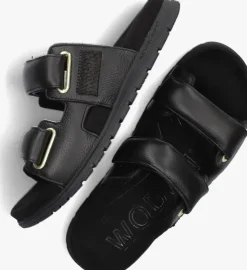 zwarte woden slippers lisa