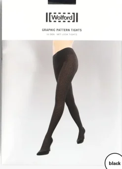 zwarte wolford panty's graphic pattern tights