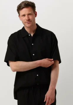 zwarte woodbird casual overhemd wbbanks linen shirt