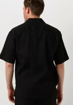 zwarte woodbird casual overhemd wbbanks linen shirt