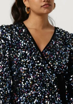 zwarte y.a.s. blouses yaskillo sequin ls wrap top