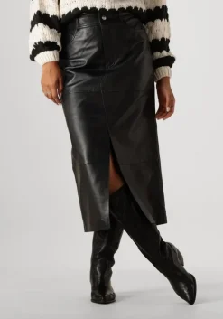zwarte y.a.s. maxirok yasmina hw leather long skirt