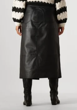 zwarte y.a.s. maxirok yasmina hw leather long skirt