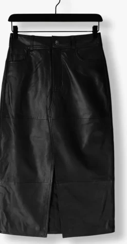 zwarte y.a.s. maxirok yasmina hw leather long skirt
