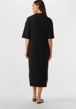 zwarte y.a.s. midi jurk yascibyl 2/4 long knit dress