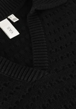 zwarte y.a.s. midi jurk yascibyl 2/4 long knit dress