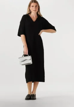 zwarte y.a.s. midi jurk yascibyl 2/4 long knit dress