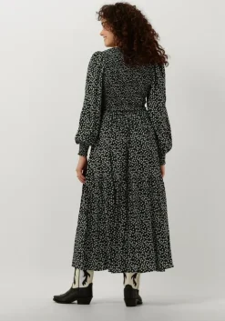 zwarte y.a.s. midi jurk yasditsy v neck 3/4 sleeve smock dress