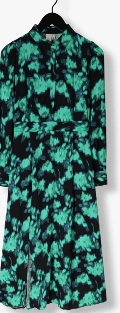 zwarte y.a.s. midi jurk yasflair ls long shirt dress s.