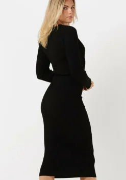 zwarte y.a.s. midi jurk yaskanna ls midi knit dress