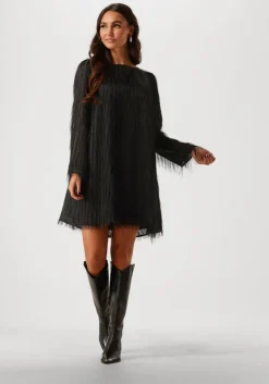 zwarte y.a.s. mini jurk yasdia ls boatneck dress