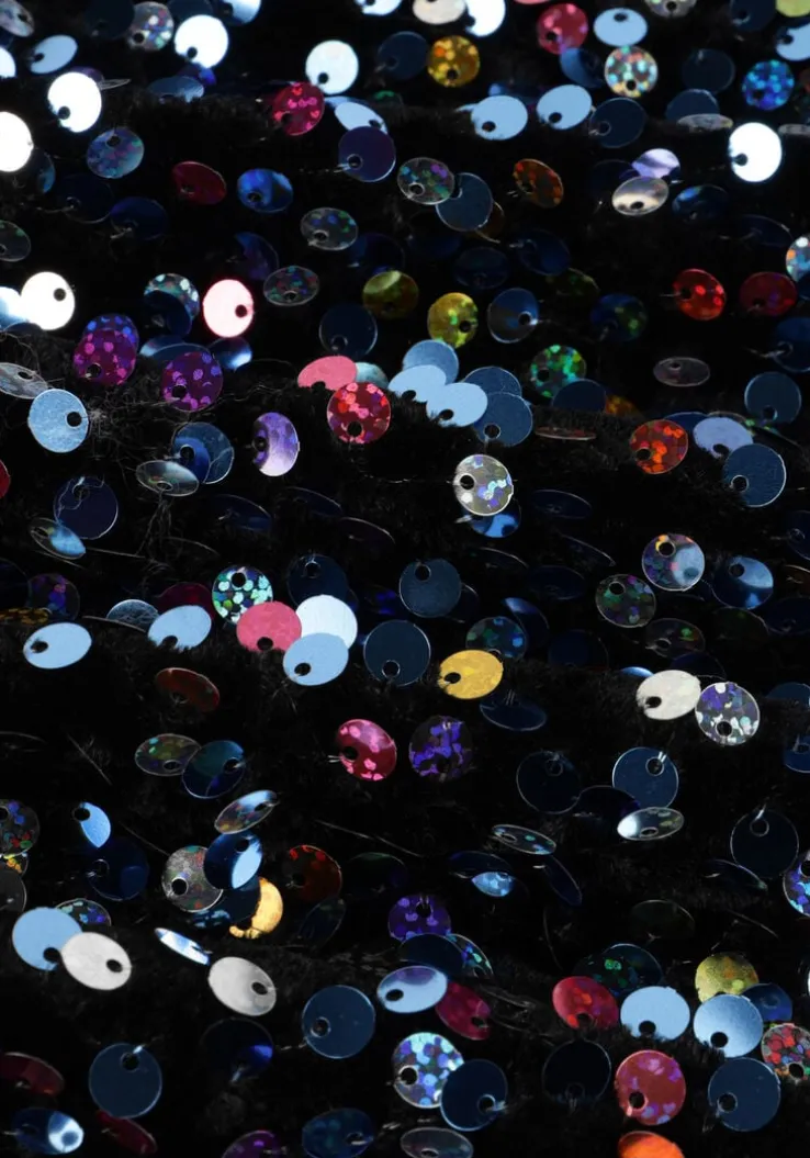 zwarte y.a.s. mini jurk yaskillo sequin ls wrap dress