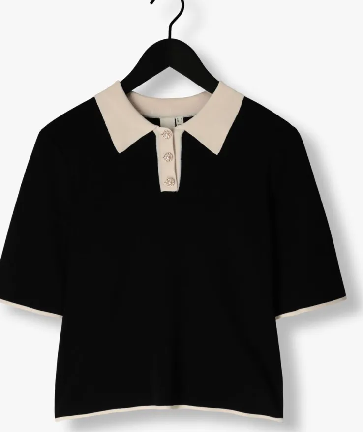 zwarte y.a.s. top yasmille ss knit pullover